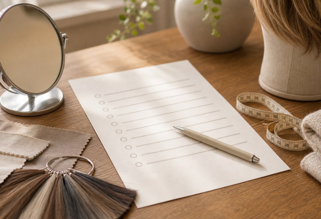 Ruhige Beratungsszene als Bildmotiv fuer die Checkliste zur ersten Peruecke.